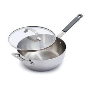 Bobby Flay -  3.5qt Stainless Steel Covered Chef's Pa Silver